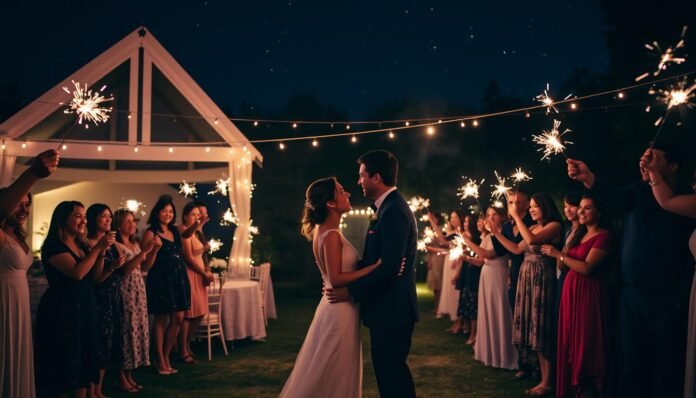 wedding pics with sparklers