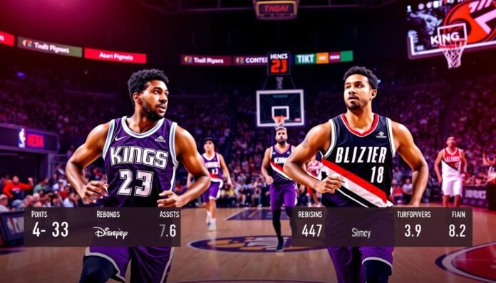 sacramento kings vs portland trail blazers match player stats